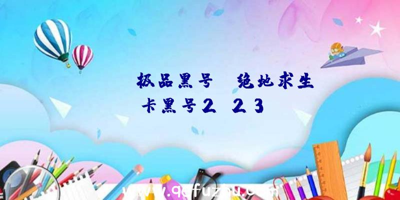 「PUBG极品黑号」|绝地求生卡黑号2.23
